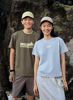Skechers斯凯奇2024夏季男女情侣款山系凉感速干短袖上衣L224W030