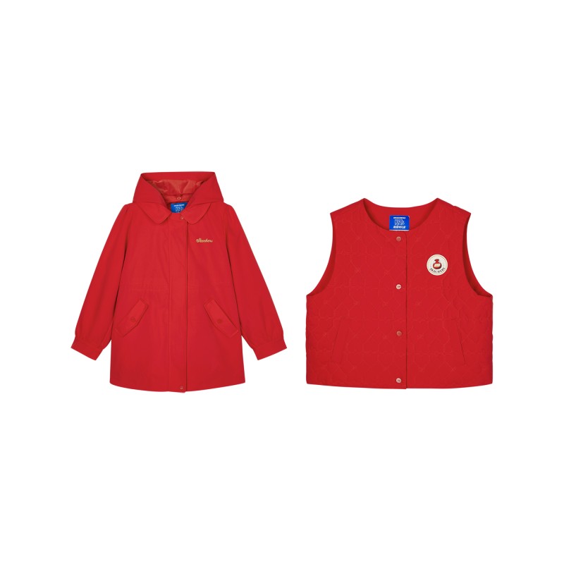 斯凯奇女童保暖加绒裥棉外套