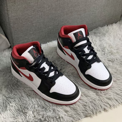 Air Jordan1 Mid中帮 白黑红合成革耐磨休闲运动篮球鞋DJ4695-122