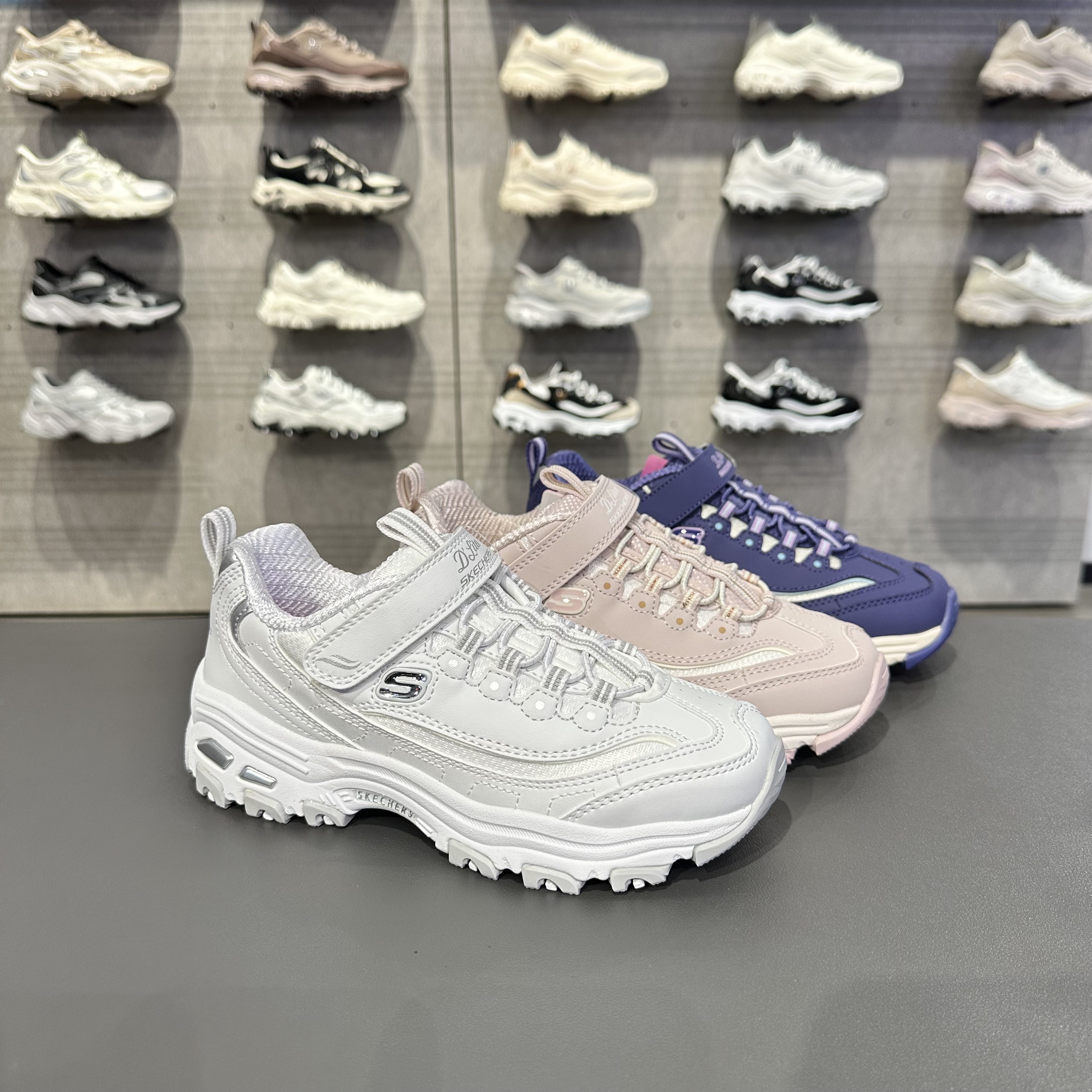 Skechers斯凯奇女孩女童复古潮流轻质抓地网布透气老爹鞋304154L