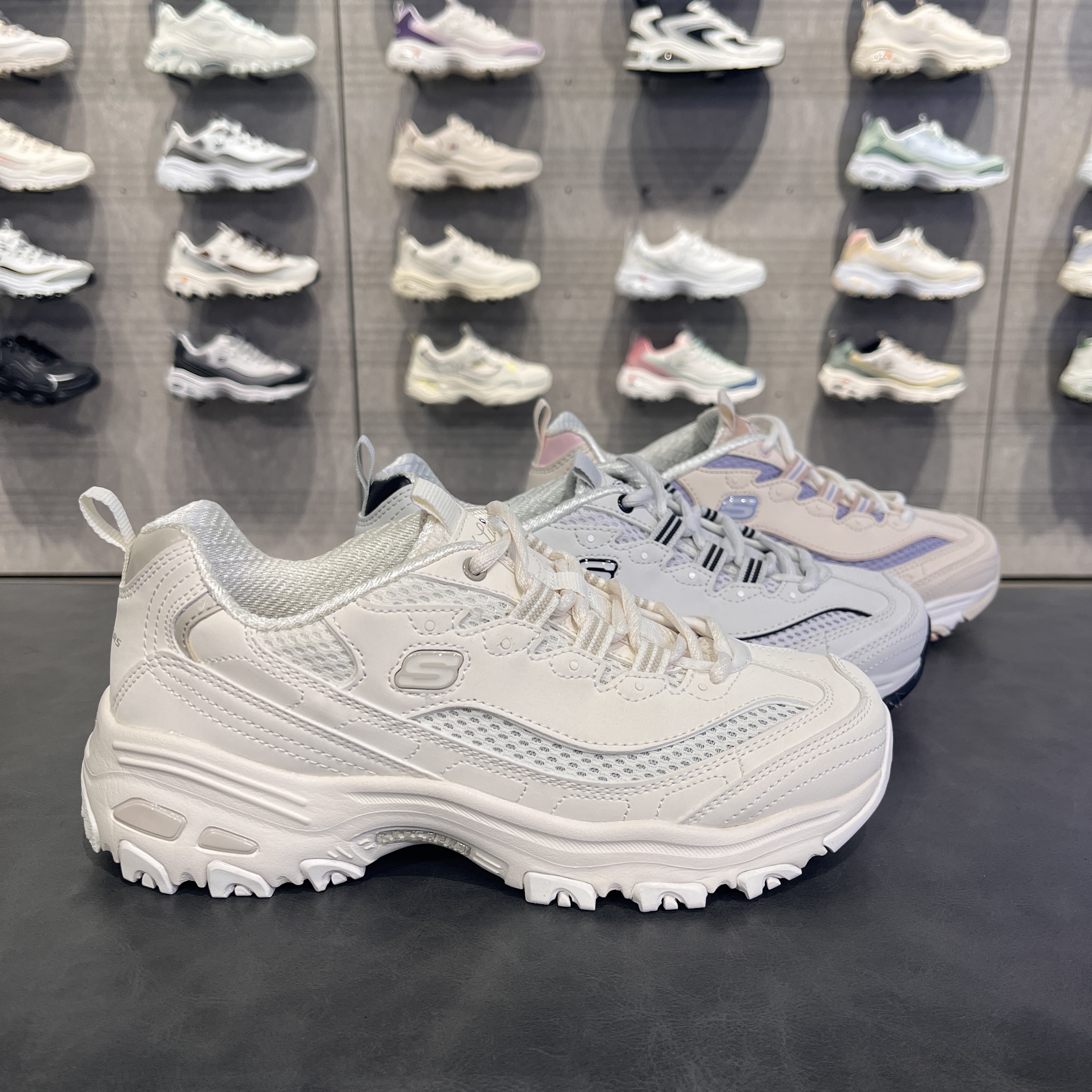 Skechers斯凯奇男女同款春季百搭厚底熊猫鞋894193老爹鞋896193