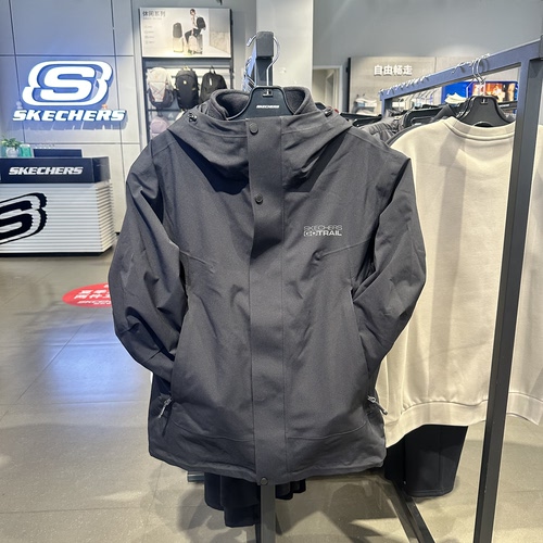 Skechers斯凯奇男士秋冬防泼水防风三合一冲锋衣抓绒外套P426M043