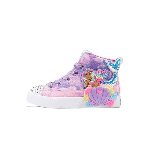 Skechers斯凯奇女童秋冬舒适童趣拉链美人鱼中帮闪钻板鞋314326L
