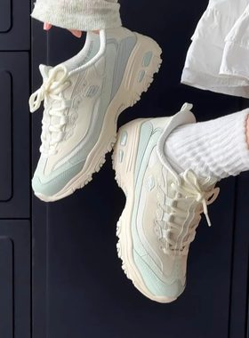 Skechers斯凯奇奶茶熊女款闪穿一脚蹬厚底运动熊猫老爹鞋150537