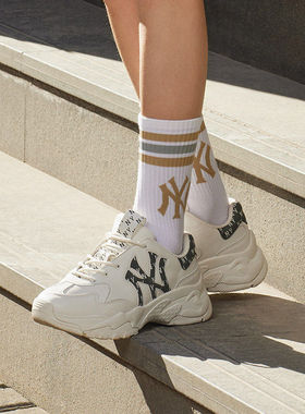 MLB男女同款复古老花老爹鞋厚底增高面包鞋运动鞋3ASHBWM4N