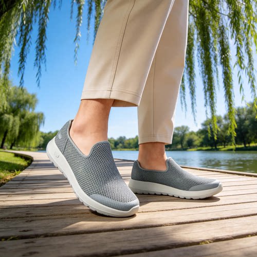 Skechers斯凯奇男款一脚蹬舒适轻盈网布透气休闲健步鞋216700