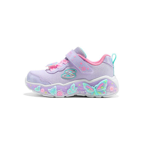 Skechers斯凯奇春秋季女童魔术贴蝴蝶舒适时尚灯鞋休闲鞋303066N