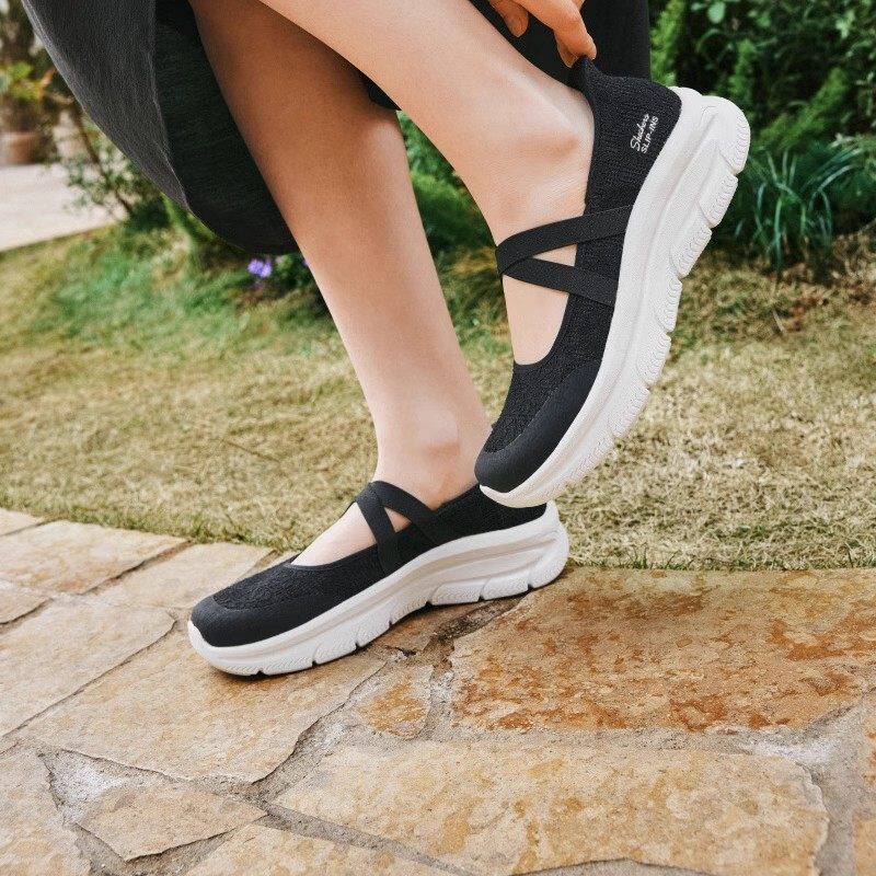 Skechers斯凯奇女款春夏一脚蹬闪穿鞋浅口玛丽珍休闲单鞋159286