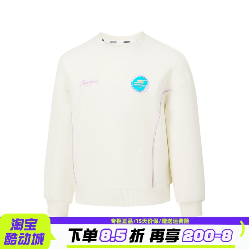 Skechers斯凯奇秋冬女童亲肤简约百搭圆领针织套头卫衣P126G020