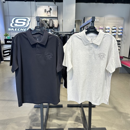 Skechers斯凯奇男士夏季纯色百搭宽松舒适翻领POLO针织衫L226M059
