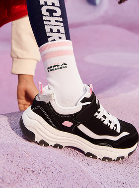 Skechers斯凯奇女童魔术贴轻便休闲鞋经典熊猫运动鞋8701646L