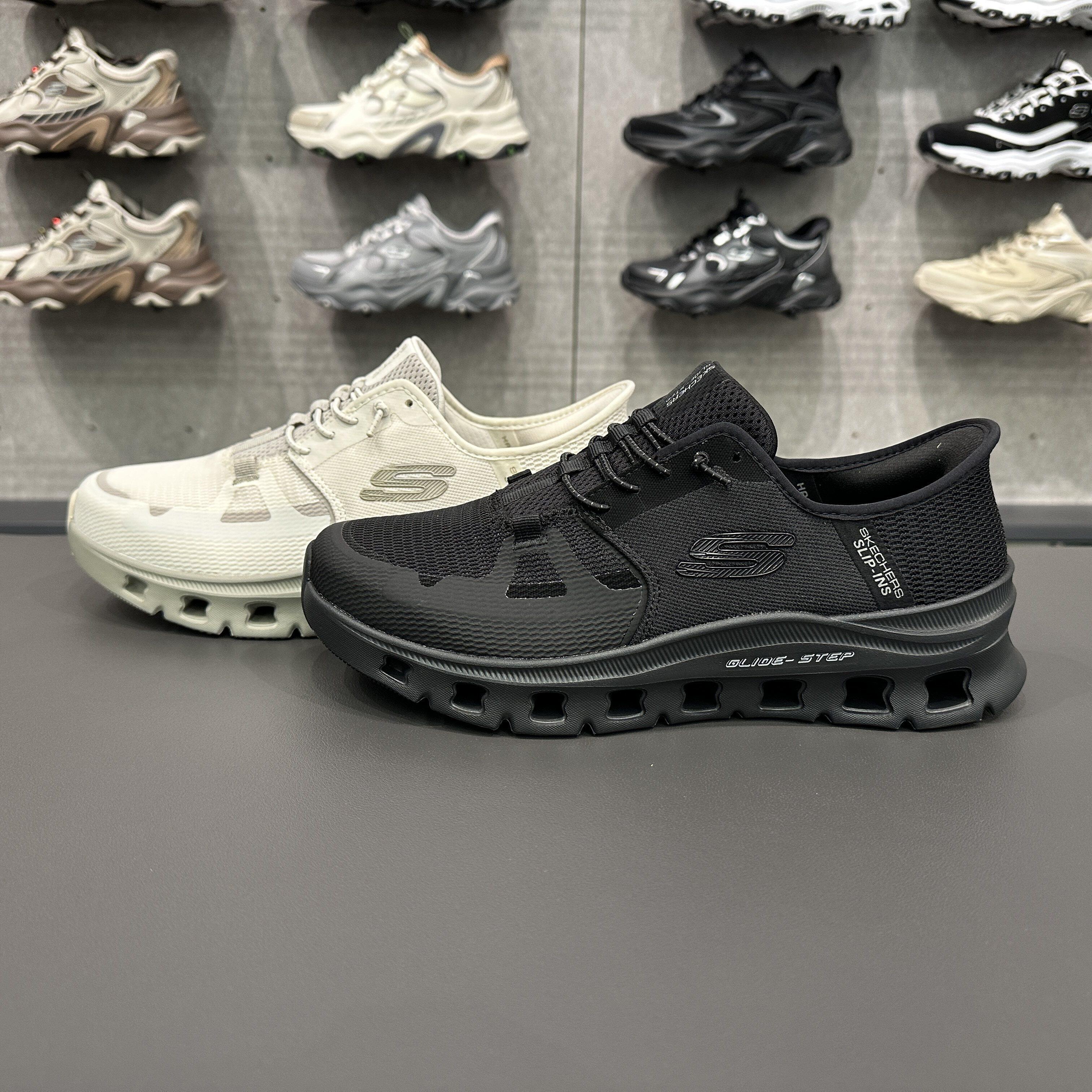 Skechers斯凯奇男士轻盈透气舒适闪穿一脚蹬运动休闲鞋232930W
