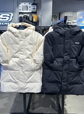 Skechers斯凯奇秋冬儿童保暖舒适防泼水中长款羽绒外套L425K058