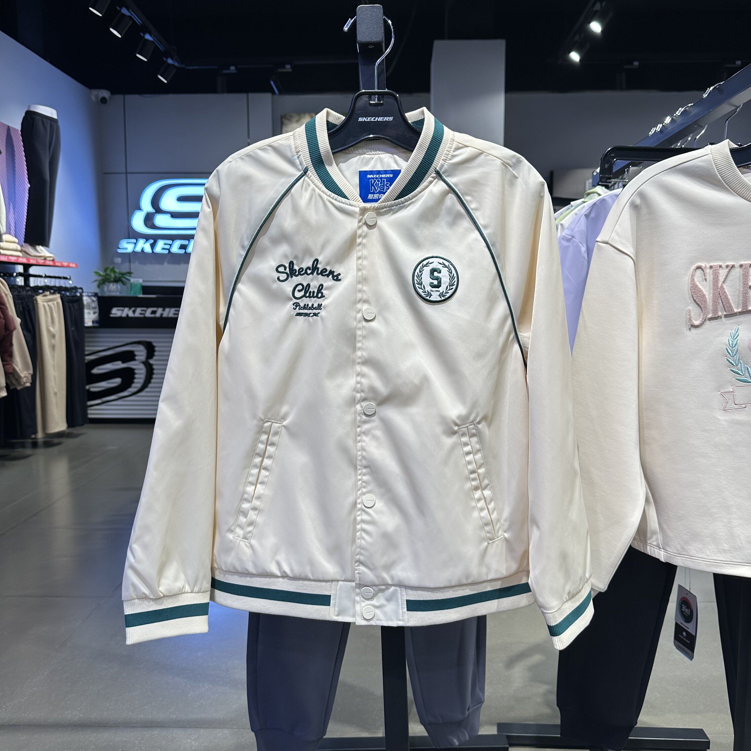 Skechers斯凯奇男大童秋季简约百搭利落梭织棒球服外套L125B039