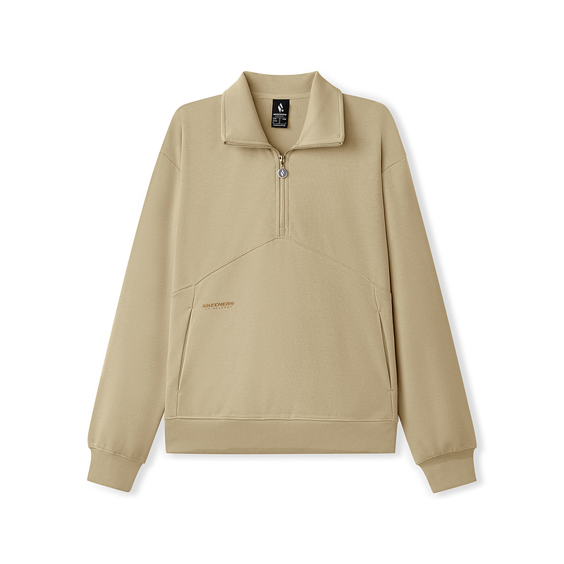 Skechers斯凯奇女款春秋半开拉链亲肤抗菌卫衣针织套头衫L125W070