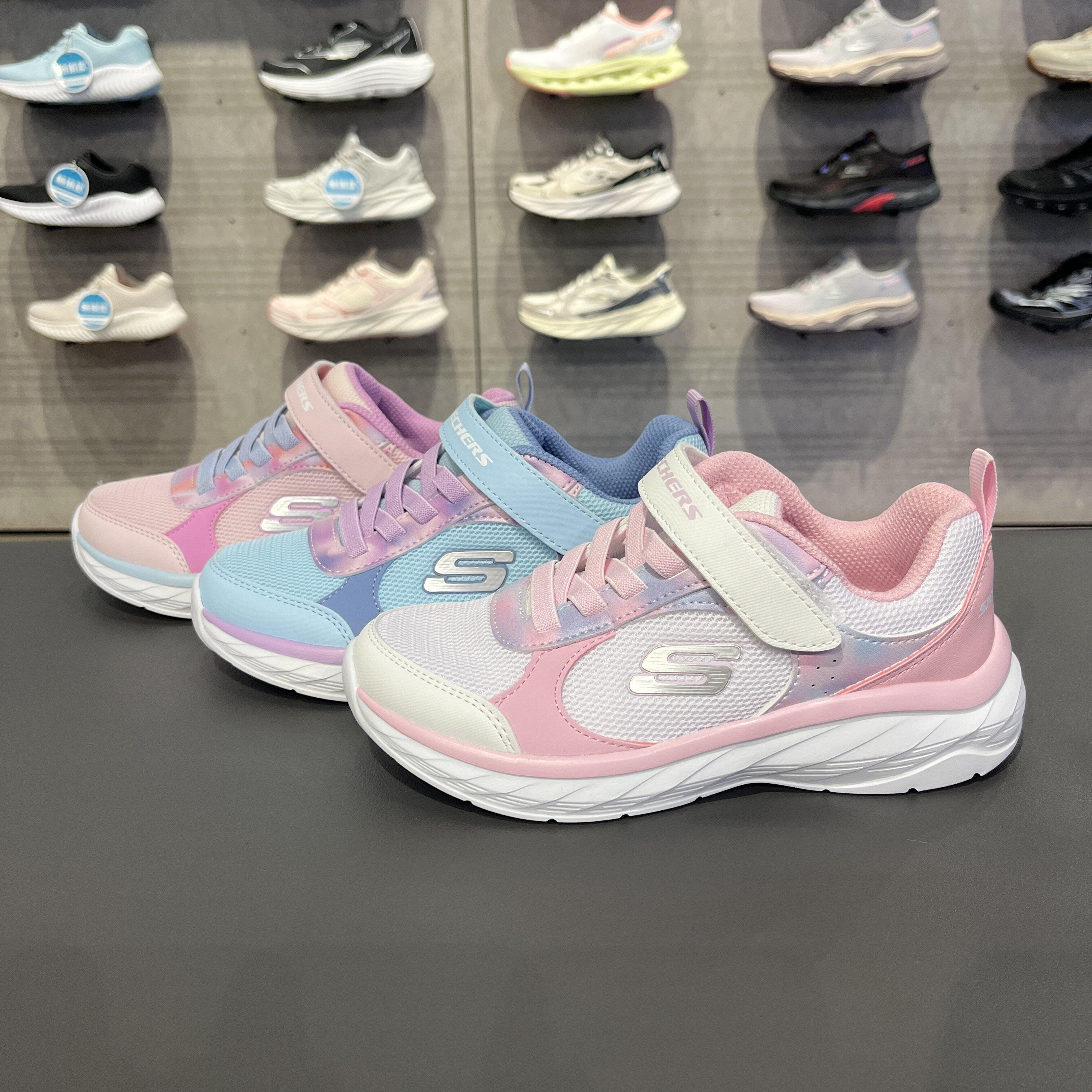 Skechers斯凯奇女童超轻跑步鞋魔术贴网面透气舒适运动鞋303628L