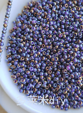 超优国产米珠2mm紫色染金玻璃米珠diy饰品配件娃衣发簪材料