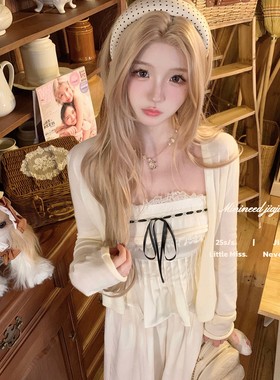 Minineed「奶兔开衫」早秋温柔奶白色显瘦针织开衫上衣薄外套