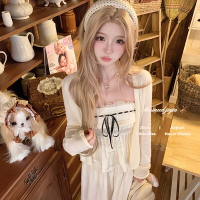 Minineed「奶兔开衫」早秋温柔奶白色显瘦针织开衫上衣薄外套