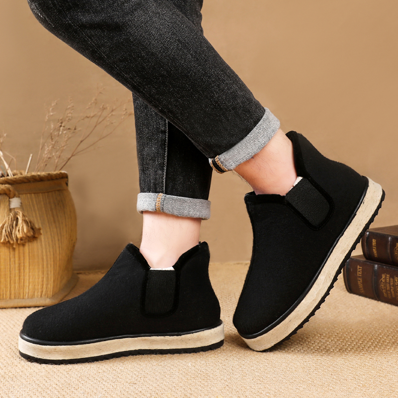 毡底手工上线加厚东北老头鞋保暖