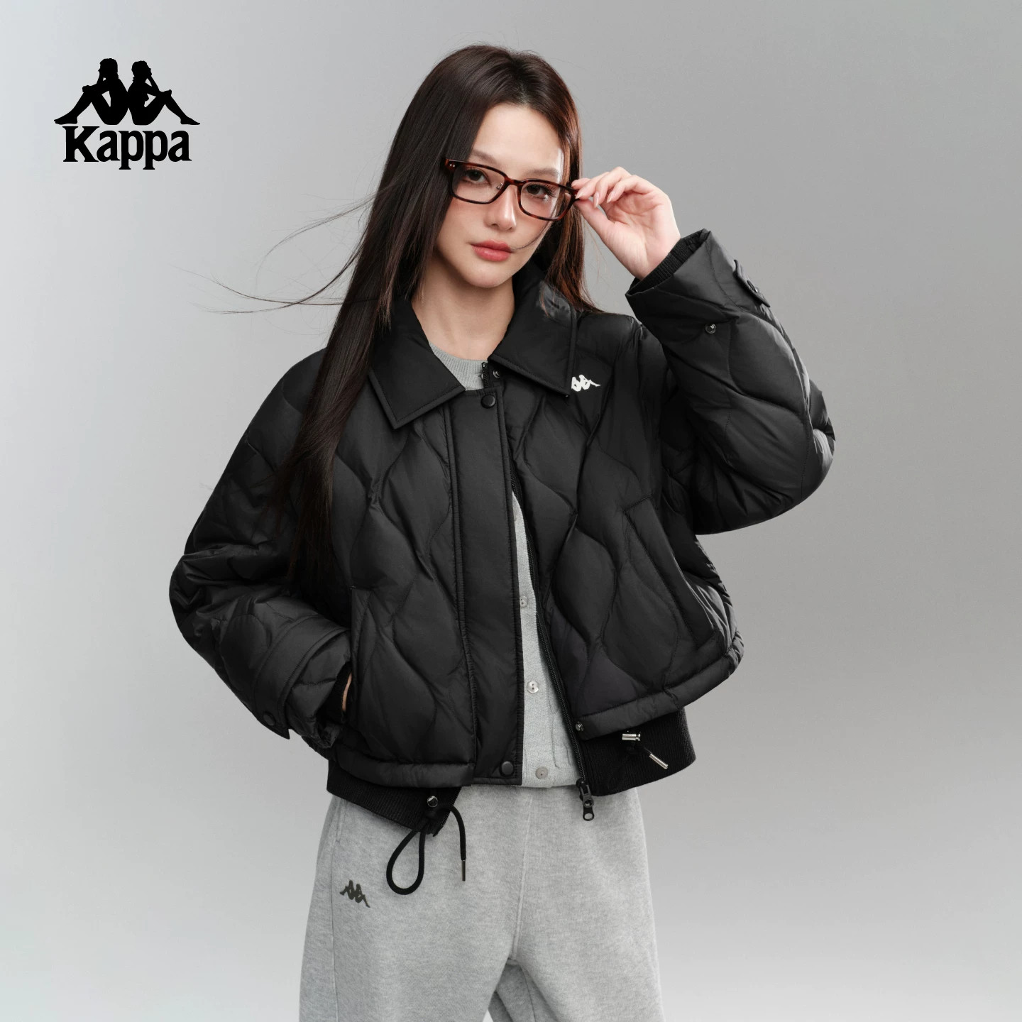 Kappa卡帕女装2026冬季新款轻薄宽松短款外套休闲保暖羽绒服