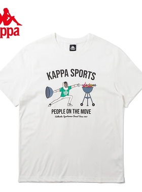 Kappa卡帕男子2024春季新款运动休闲图案圆领短袖T恤K0D32TD54