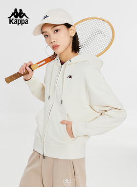 Kappa卡帕女款针织帽衫夏季新款女运动简约长袖外套K0E22MK10