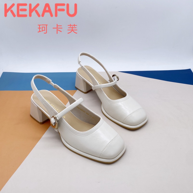 珂卡芙粗跟方头玛丽珍鞋女