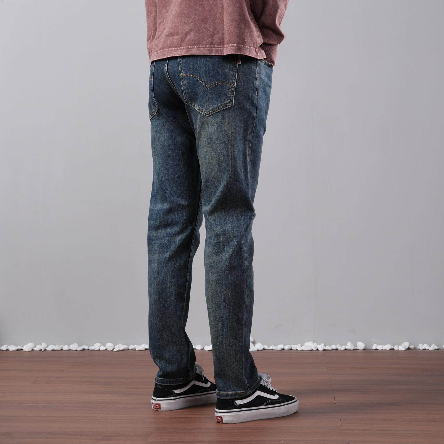 四季常规款复古蓝男款牛仔裤直筒修身棉弹力简约百搭男裤九分裤