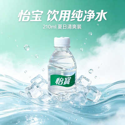 怡宝210ml*1瓶饮用纯净水迷你小瓶装口袋装户外运动旅行补水解渴
