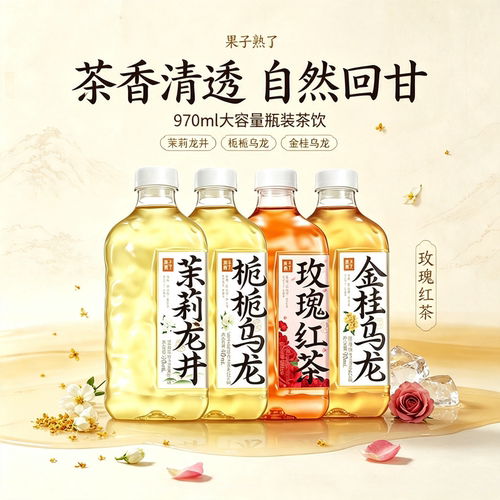 【果子熟了】栀栀金桂乌龙茉莉龙井970ml大瓶畅饮清爽解腻茶饮品