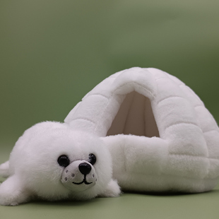 可爱雪窝小海豹公仔毛绒玩具雪洞北极熊玩偶布娃娃儿童生日礼物