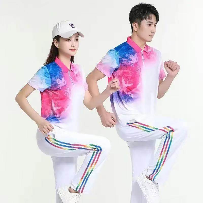 2025新款夏薄款短袖T恤男女款运动服徒步比赛表演广场舞团体队服