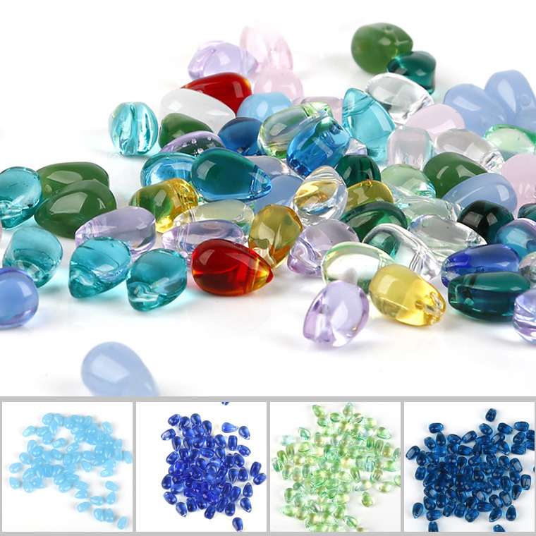 批发9*6mm玻璃水滴花瓣吊坠diy手工制作捷克琉璃古风步摇发饰材料