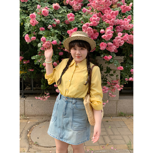 Vaee大码女装200斤胖mm设计感口袋牛仔半身裙气质显瘦百搭短裙子