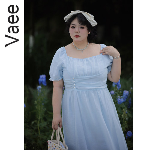 气质网纱裙2024新款蓝色茶歇夏季