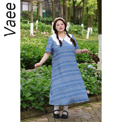 娃娃领格纹法式A字裙连衣裙