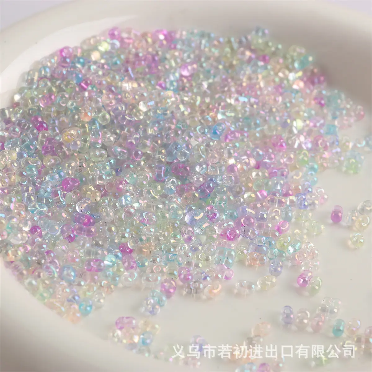 国产优质2*4mm幻彩透明花生玻璃米珠DIY手工编织法绣发簪娘流苏配