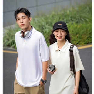 宽松上衣 春夏新款 230g纯色珠地短袖 休闲polo衫 重磅翻领t恤情侣款