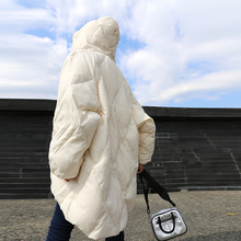 新款 宽松潮加厚外套反季 韩版 安妮猫韩国茧型羽绒服女中长款 冬季