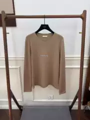Row Style Shai Floral Coffee Color Camel Solid Color Round Neck Pullover Knit Sweater with a Relaxed Feel, Unisex