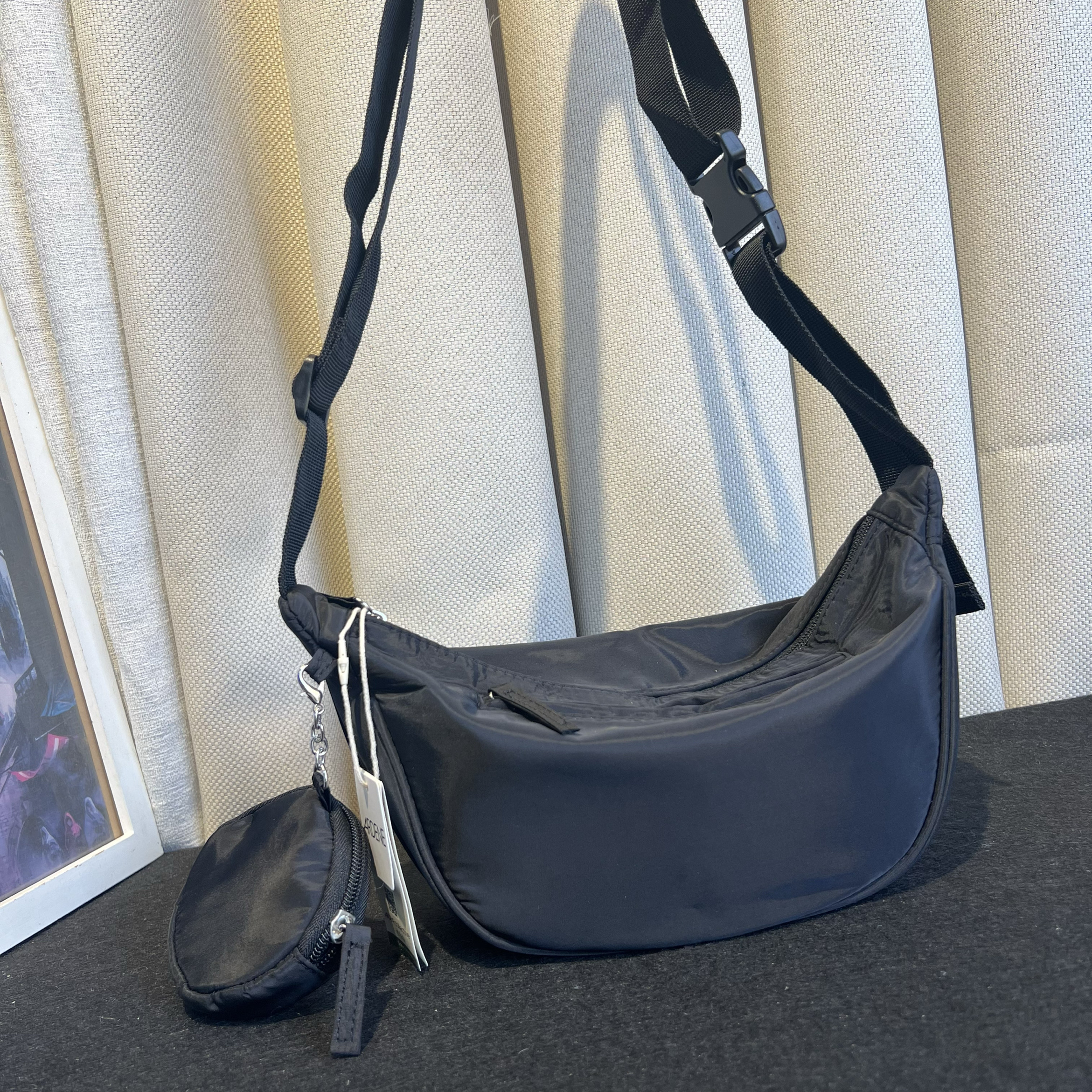 出口欧美外贸纯原单简约休闲男女款防水尼龙布单肩包轻便斜挎包