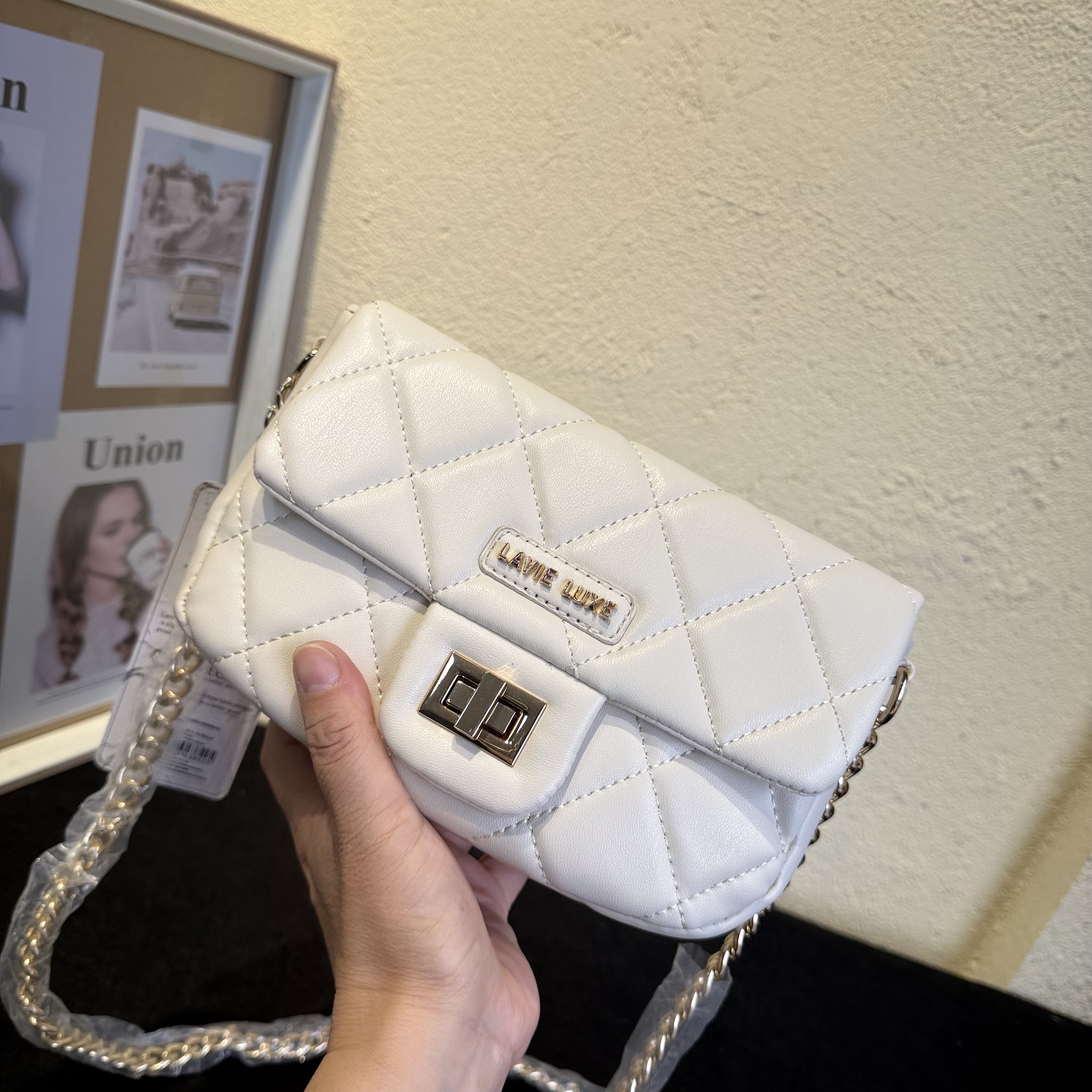 出口外贸欧美纯原单女包简约百搭菱格单肩盖头链条斜挎包小方包