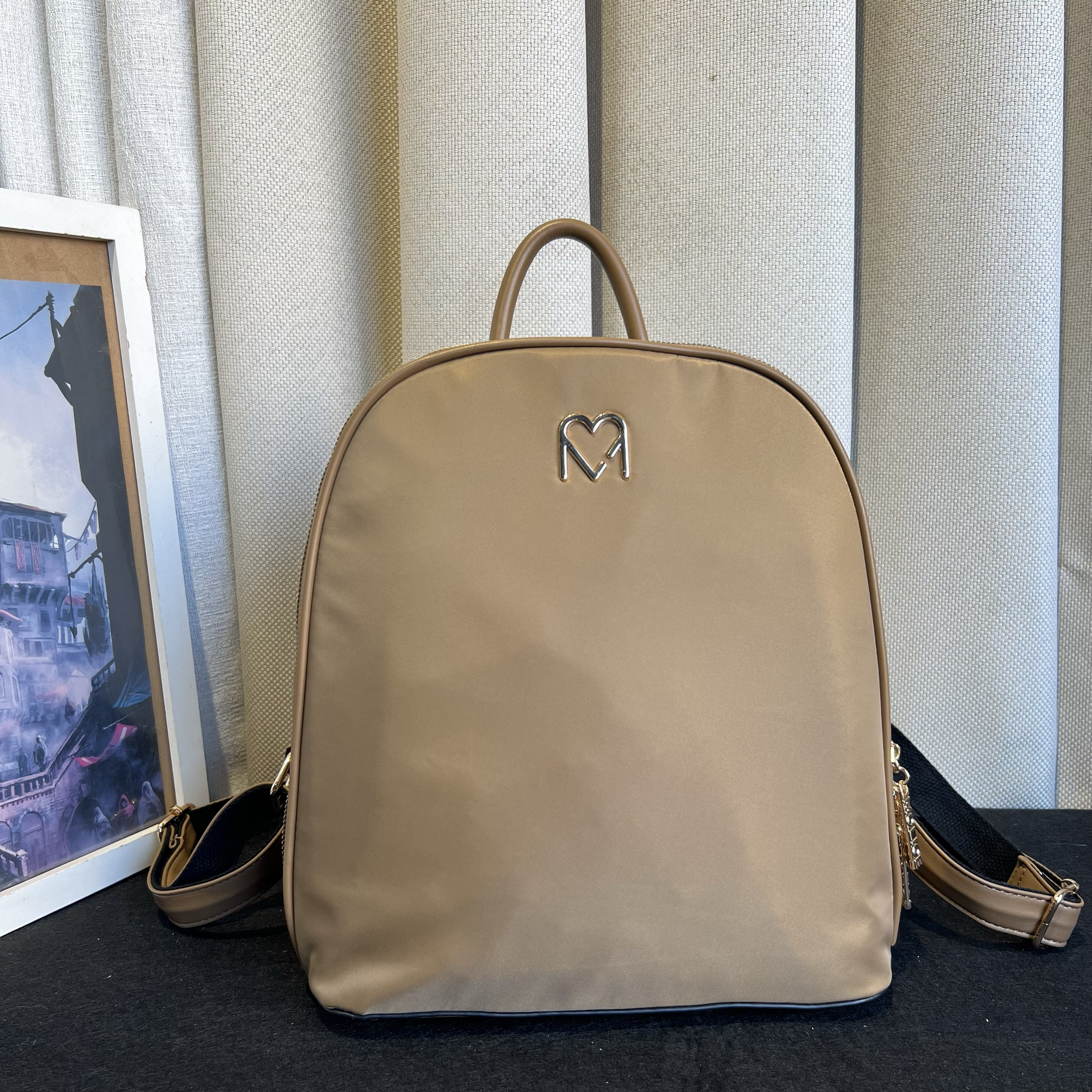 出口外贸纯原单双肩包女高级感小众防水尼龙布多隔层简约通勤背包