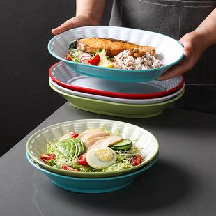 密胺盘子商用创意猪脚饭碗自助现炒快餐盘饭店食堂盖浇饭沙拉盘