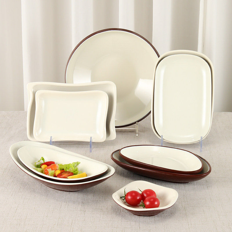 密胺火锅盘子塑料仿瓷韩式烧烤自助烤肉餐盘配菜盘调料碗餐具商用