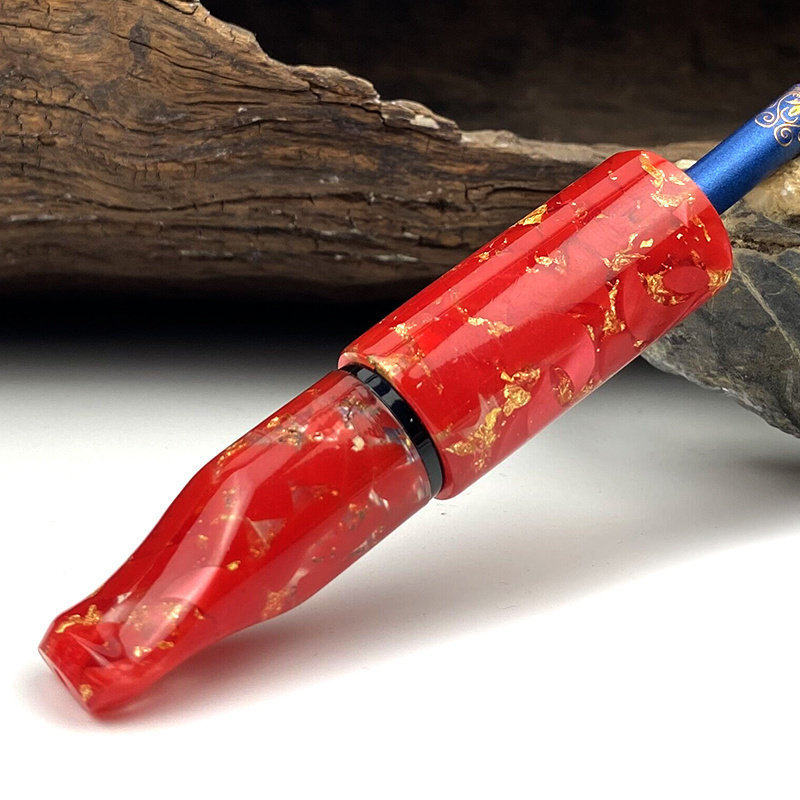 红色短款树脂烟嘴9mm活性炭烁石软木过滤芯使用粗细两用送中烟头