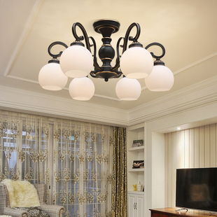 美式 铁艺复古北欧简约现代吸吊两用灯 吊灯客厅餐厅卧室房间灯欧式