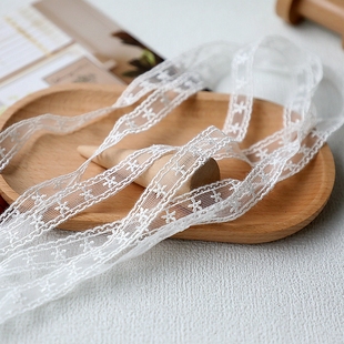 优质精致小花结波浪网纱刺绣 双边蕾丝花边 DIY手工辅料 服装材料