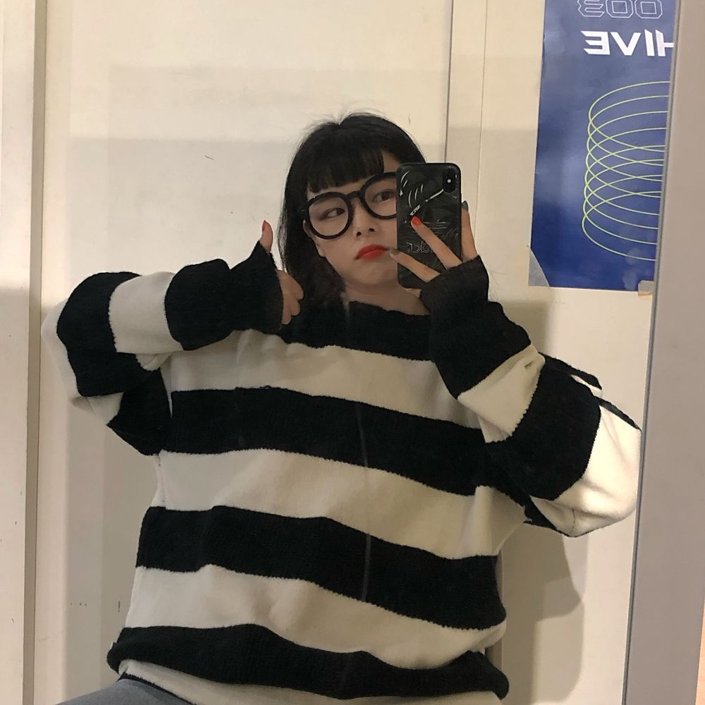 Crew neck sweater female student loose and versatile college style Korean color matching T-shirt jacket